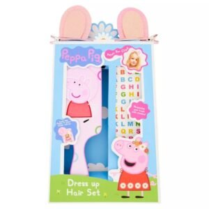 Peppa Pig Hair Gift Set 3 Pieces (This hair set contains: 1x Swivel Mirror Hairbrush 1x Peppa Pig Ear Hair Clips 1x Alphabet Stickers)