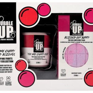 Bubble Up Cherry Berry Bath & Body Gift Set 210g Big Bath Bar Berry & 220g Body Butter Cherry Nice