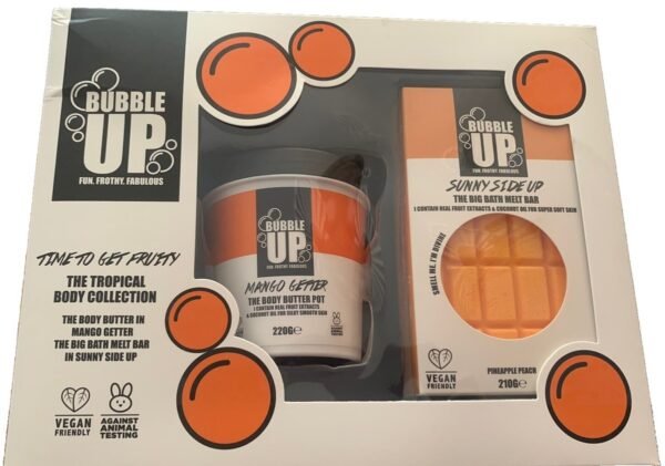 Bubble Up Tropical Gift Set 210g Sunny Side Up Big Bath Bar + 220g Mango Getter Body Butter
