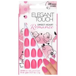 Elegant Touch Oval 24 False Nails with Glue - Sweet Heart Romance
