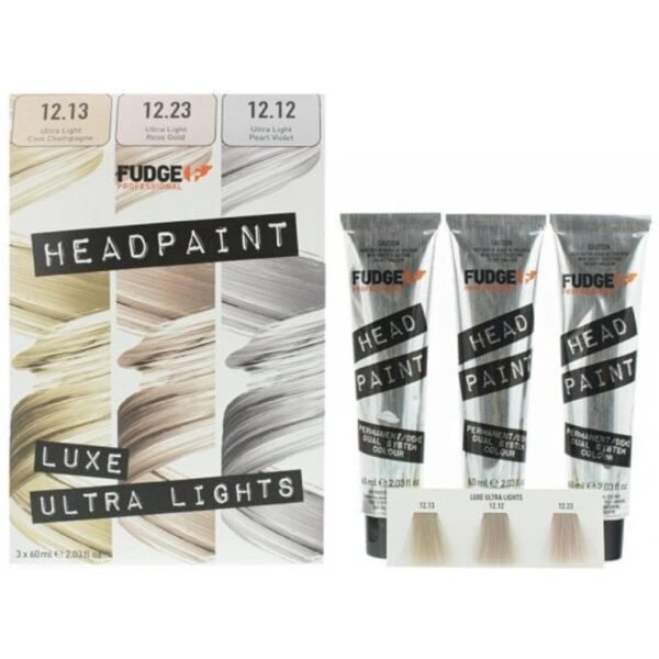 Fudge Professional Headpaint High Lift Trio Kit 60ml 12.13 Ultra Light Cool Champagne + 60ml 12.23 Ultra Light Rose Gold + 60ml 12.12 Ultra Light Pearl Violet