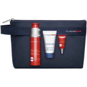 Clarins Men Gift Set 50ml Energizing Gel + 3ml Energizing Eye Gel + 30ml Active Face Wash + Bag