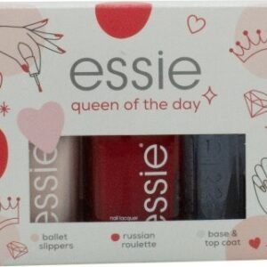 Essie Queen Of The Day Nail Polish Gift Set 13.5ml Ballet Slippers + 13.5ml Russian Roulette + 13.5ml Base & Top Coat