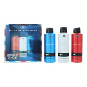 Mustang Ford Deodorant Spray Gift Set 200ml Red + 200ml White + 200ml Blue