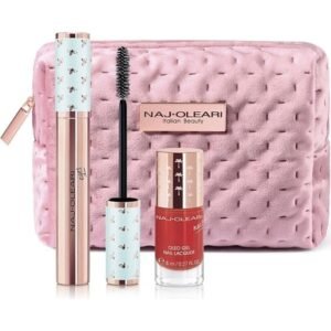 Naj Oleari Gift Set 14ml Wear The Volume Mascara + 8ml Oleo Gel Nail Lacquer 22 Red + Pouch