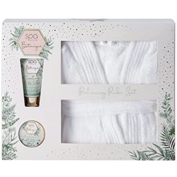 Style & Grace Spa Botanique Relaxing Bath Robe Gift Set Eco Packaging 120ml Body Butter + 50ml Body Lotion + 1 Bath Robe