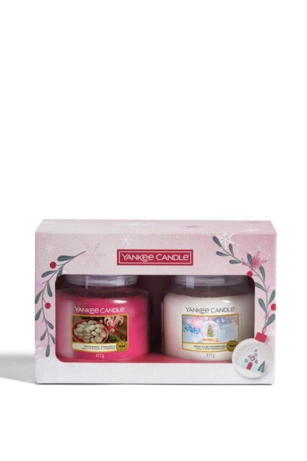 Yankee Candle Gift Set 411g Peppermint Pinwheels Candle + 411g Snow Globe Wonderland Candle
